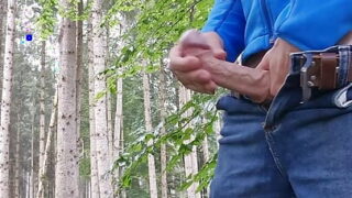 horny in the forest while hiking and jerking off my hard cock in the rain part 1