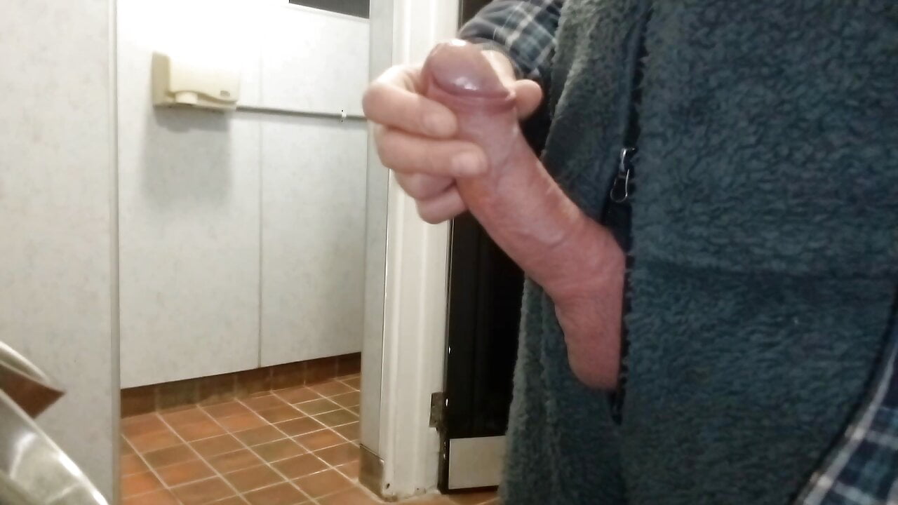 Public Cruising Urinals, Hard Cock Cumming in Onesie Rockard Daddy