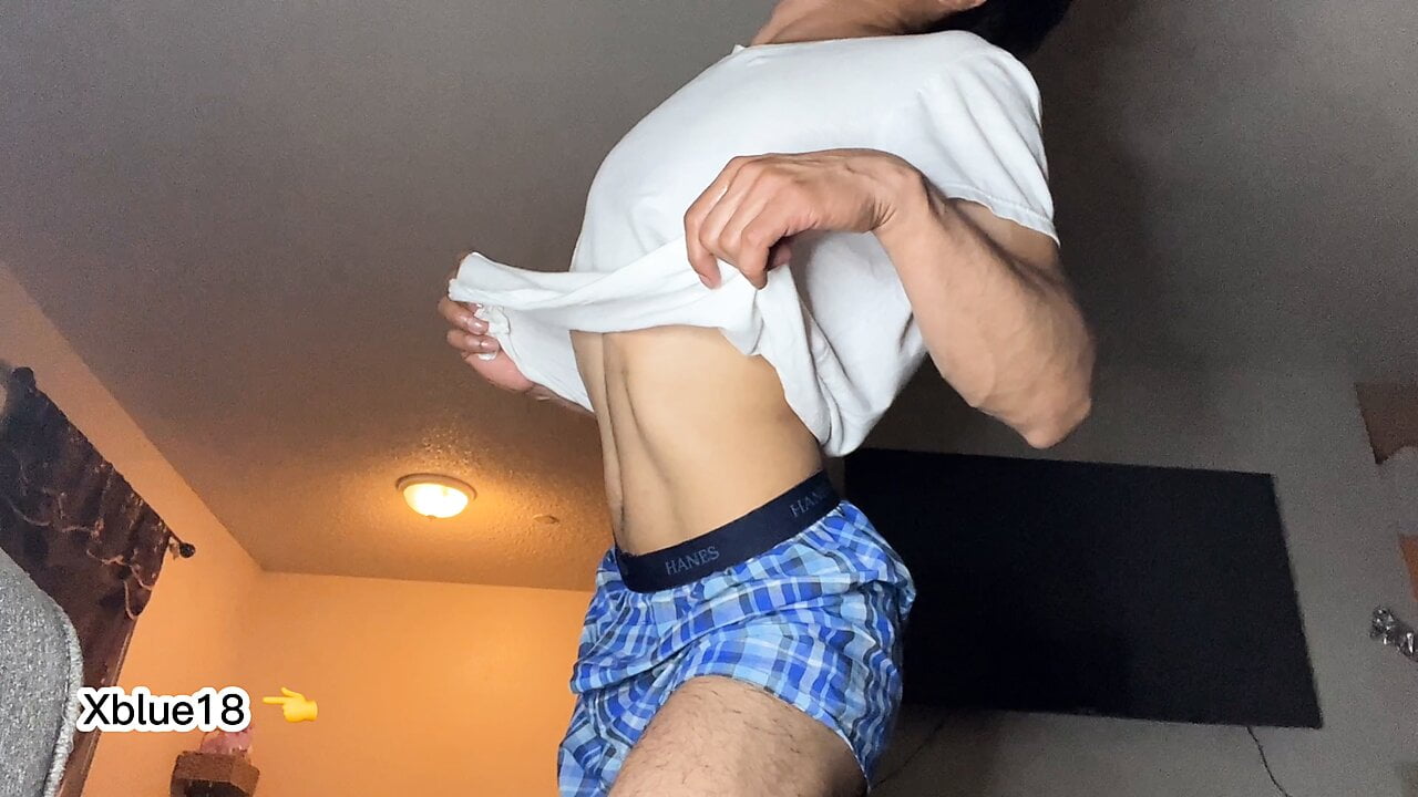 Young man’s cum mop Xblue18, hot twink after masturbating, homemade amateur gay porn video