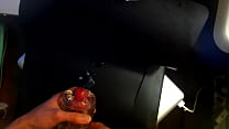 gay teen twink 18 jerks his smooth cock with a lubed sex toy and he moans when having a big cumshot